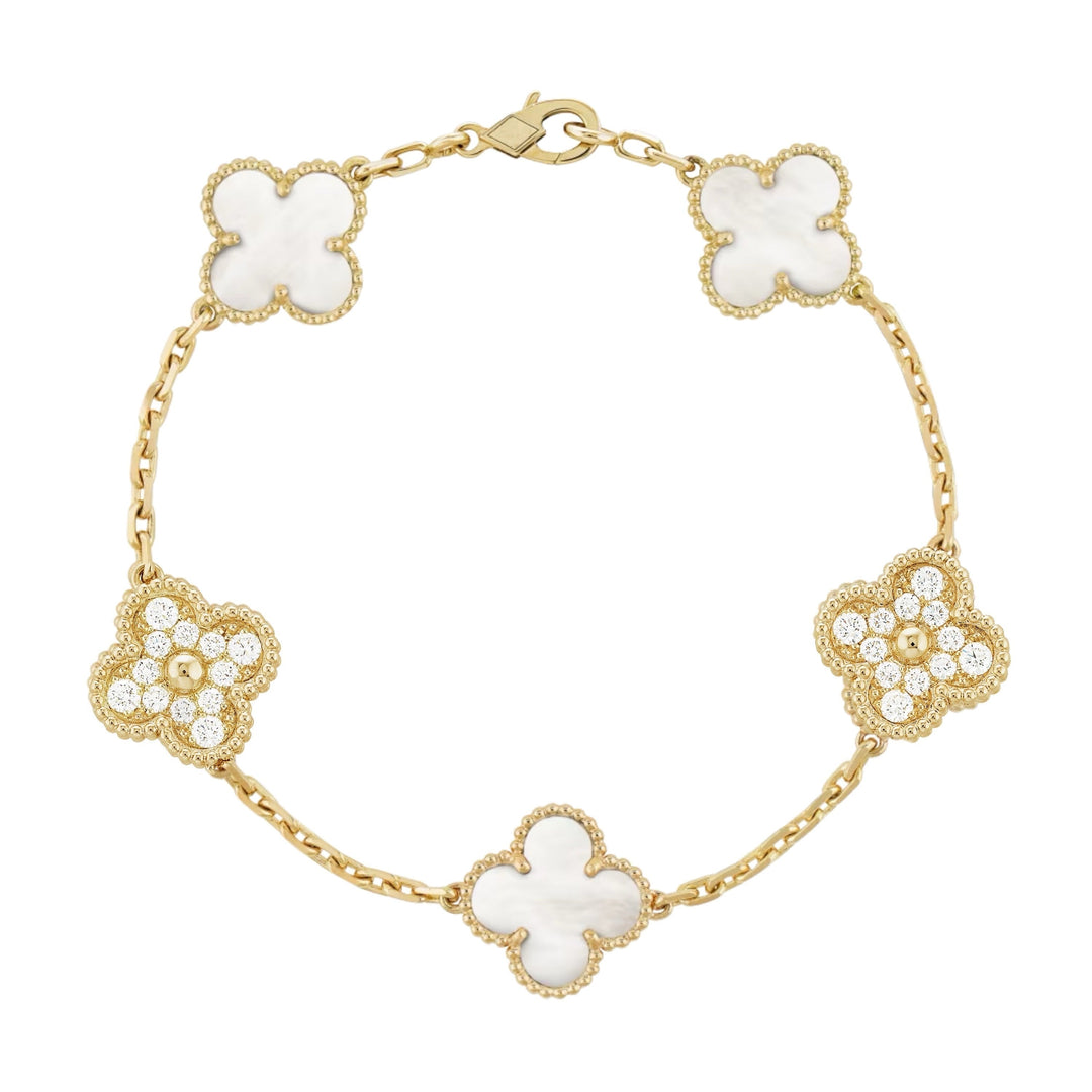 Bracelet Trèfle de Luxe | Or blanc