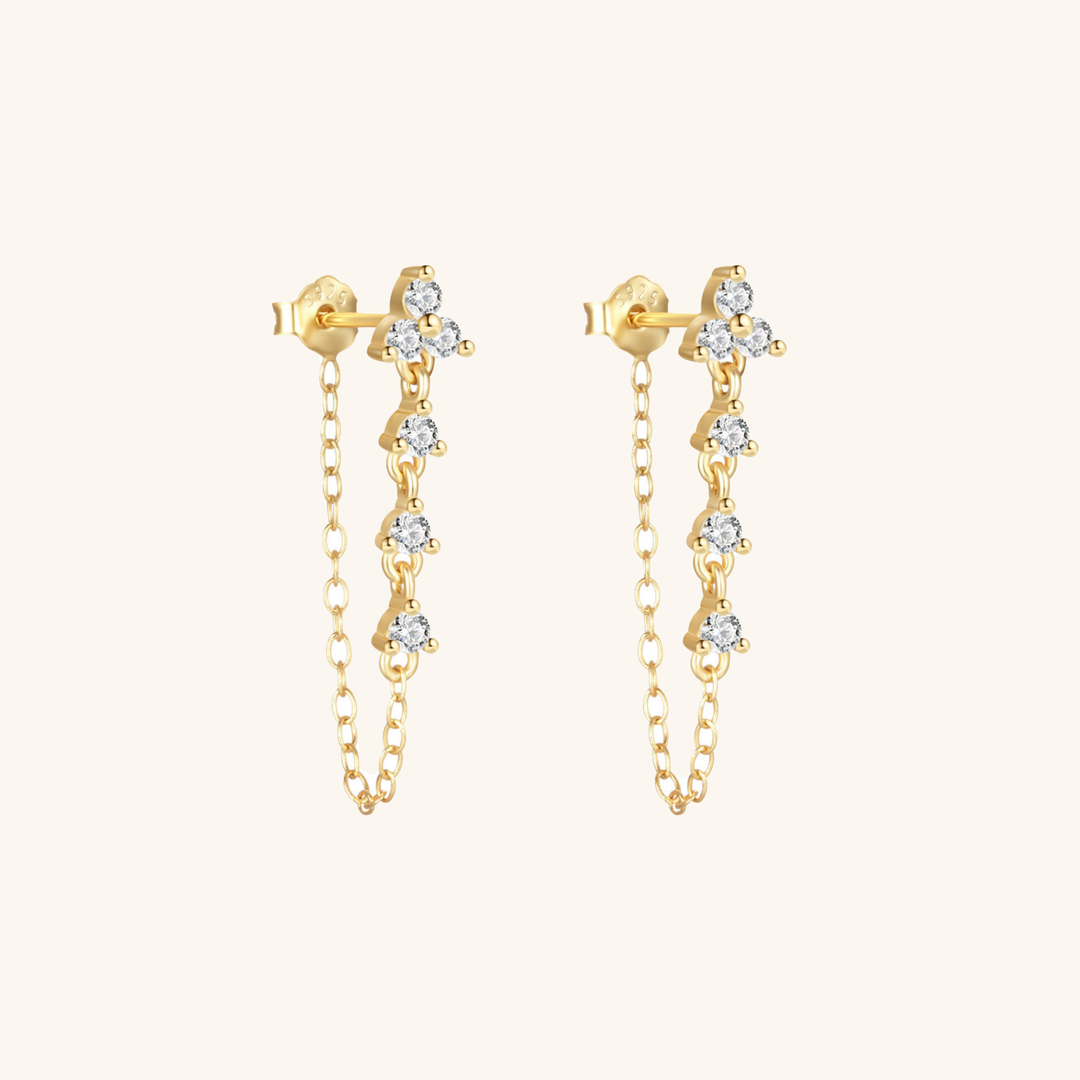 Clous d'oreilles en chaîne avec diamants Daniella